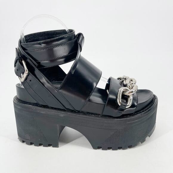 Louis Vuitton Black Leather Samourai Platform Chain Link Chunky Sandal EU 37 - Picture 3 of 15